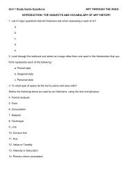 Unit 1 Study Guide Questions ART THROUGH THE ... - Animo Art