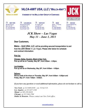 MALCA-AMIT USA LLC JCK Show – Las Vegas