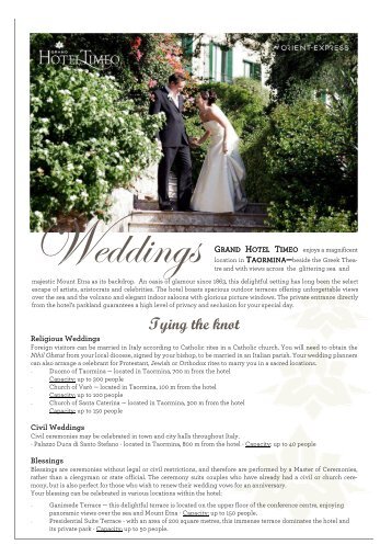 Grand Hotel Timeo - Wedding Factsheet 2012 - by Orient-Express