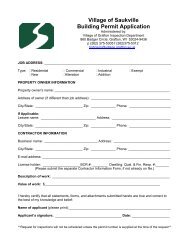 Village of Saukville Building Permit Application