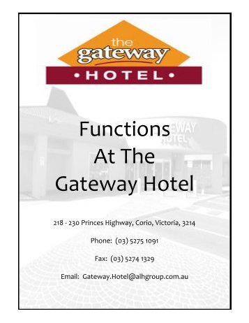 Functions At The Gateway Hotel - ALH Group