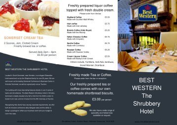 Download Bar Snack Menu - Best Western Shrubbery Hotel