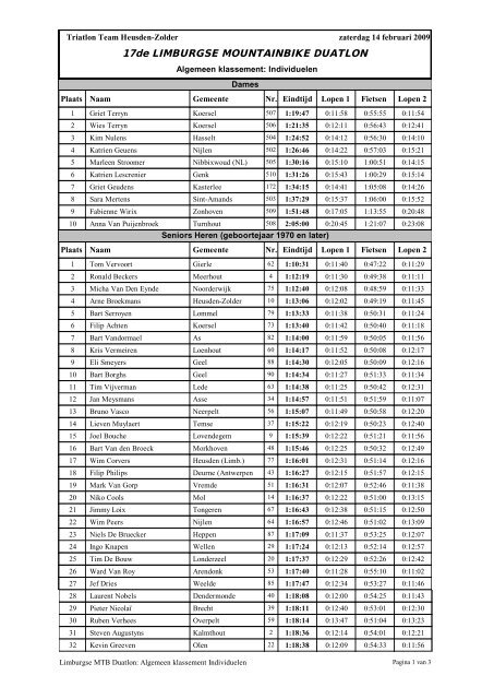 17de LIMBURGSE MOUNTAINBIKE DUATLON