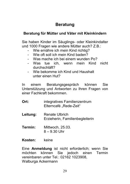 Programm FZ 01.09 - Integratives Familienzentrum St. Christophorus