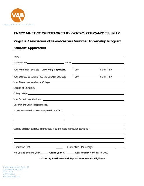 Summer Internship Program Information / Application Rules For Applying