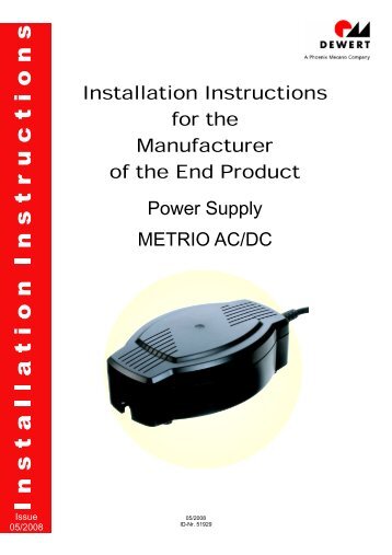Installation Instructions for the Manufacturer of the End Product