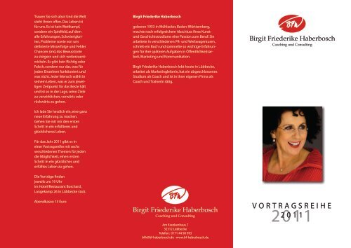 VORTRAGSREIHE 2011 - Birgit Friederike Haberbosch