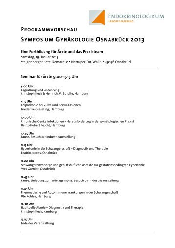programmvorschau symposium gynäkologie ... - Endokrinologikum