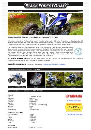 BLACK FOREST QUAD ® - Yamaha YFM 700R