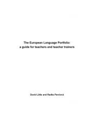 The European Language Portfolio a guide for teachers and teacher trainers