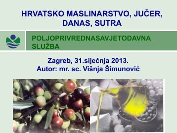 HRVATSKO MASLINARSTVO JUČER DANAS SUTRA