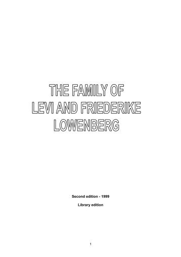 THE FAMILY OF LEVI AND FREDERIKE LOWENBERG