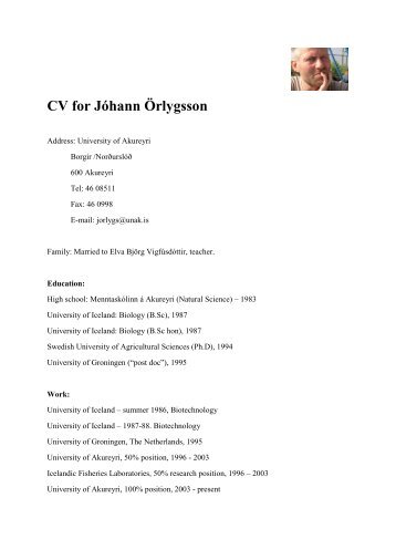 CV for Jóhann Örlygsson