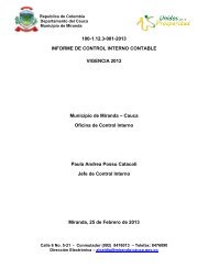 INFORME DE CONTROL INTERNO CONTABLE - Miranda - Cauca