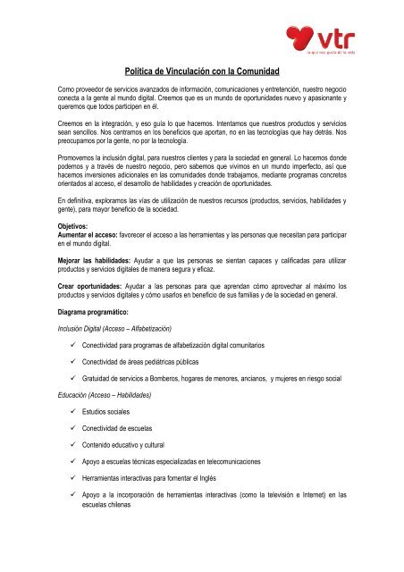 Politica De Vinculacion Con La Comunidad