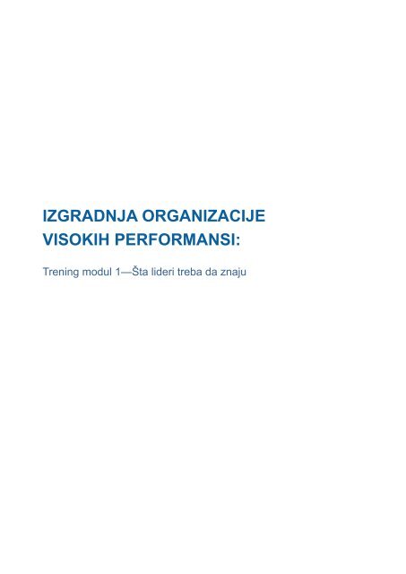 NASTANAK ORGANIZACIJE VISOKOG UČINKA