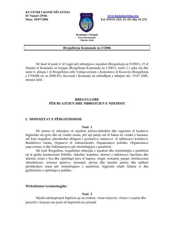 Rregullorja Komunale nr.3/2006 NÃ« bazÃ« tÃ« nenit 4. tÃ« Ligjit pÃ«r ...