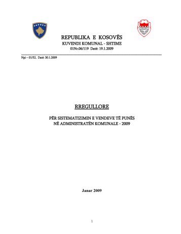 REPUBLIKA E KOSOVËS RREGULLORE