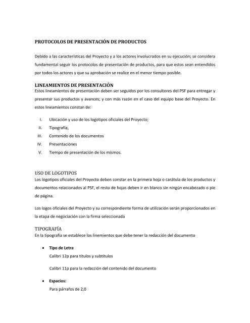 protocolos de presentaciÃ³n de productos lineamientos de ...