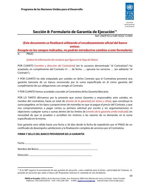 SOLICITUD DE PROPUESTAS UNDP/ECU/SdP/ADQ/13/069