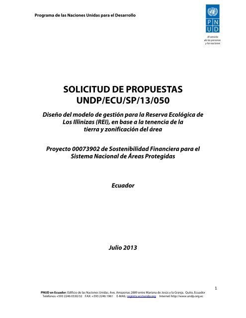 solicitud de propuestas undp/ecu/sp/13/050 - Programa de las ...