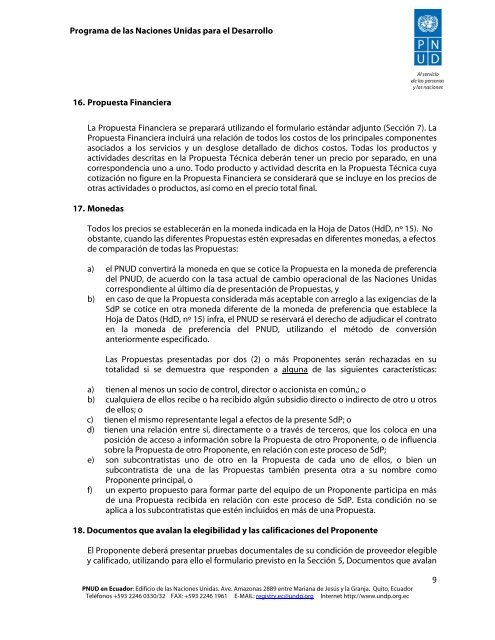 solicitud de propuestas undp/ecu/sp/13/050 - Programa de las ...