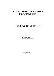 STANDARD OPERATION PROCEDURES FOOD & BEVERAGE KITCHEN