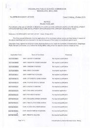 Rejection list for the Recruitment to the Post of Grade III Meghalaya ...