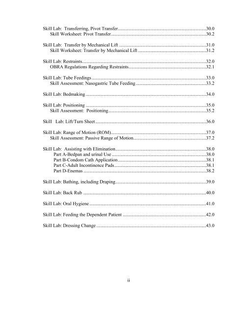 COURSE SYLLABUS For Clinical Content Spring 2012