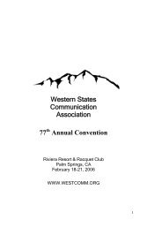 Western States Communication Association 77 Annual Convention