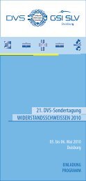 WIDERSTANDSSCHWEISSEN 2010 21. DVS ... - GSI SLV