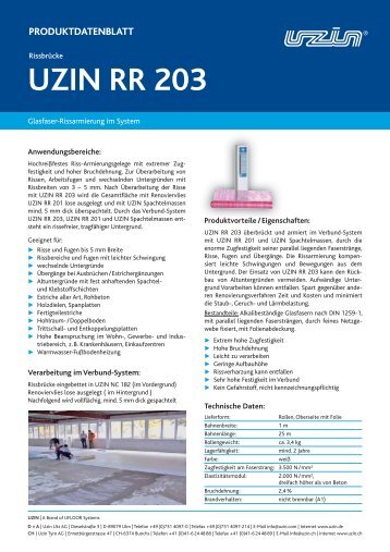 UZIN RR 203 PRODUKTDATENBLATT