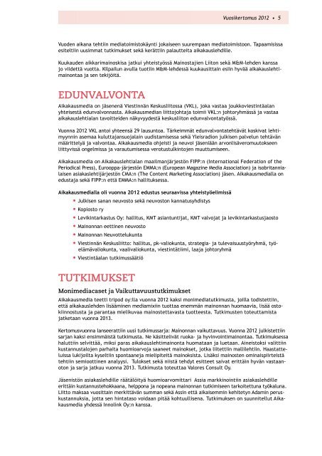 Vuosikertomus 2012 - Aikakausmedia