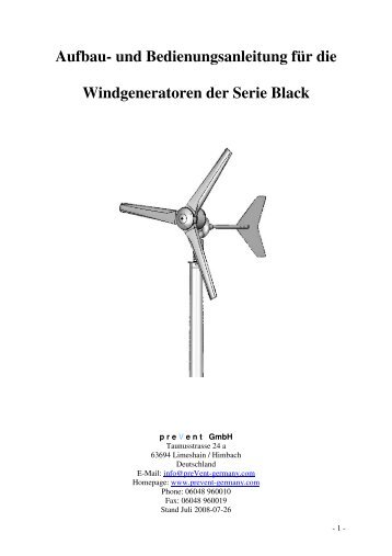 Aufbau- und Bedienungsanleitung für die Windgeneratoren der ...