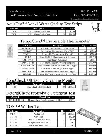 Price List