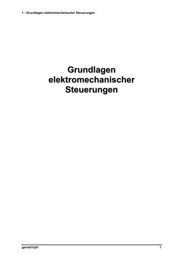 Grundlagen elektromechanischer Steuerungen