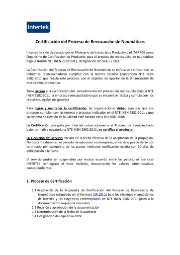 Certificación del Proceso de Reencauche de Neumáticos