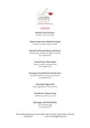 The Camellia Restaurant - A La Carte Menu - South Lodge Hotel