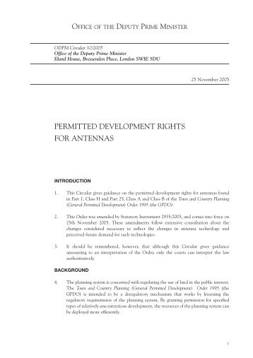PERMITTED DEVELOPMENT RIGHTS FOR ANTENNAS