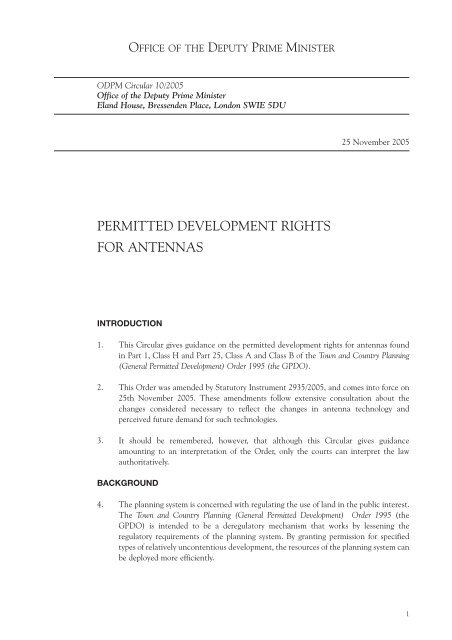 PERMITTED DEVELOPMENT RIGHTS FOR ANTENNAS