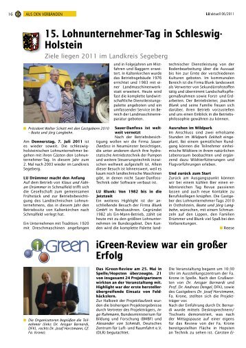 15. Lohnunternehmer-Tag in Schleswig- Holstein - iGreen