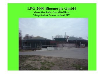 LPG 2000 Bioenergie GmbH Strom und Wärme aus Biogas in Zinzow