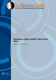 Michelsen Centre (MIMT) Work Plan 2013