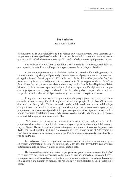 I Concurso de Textos Canarios