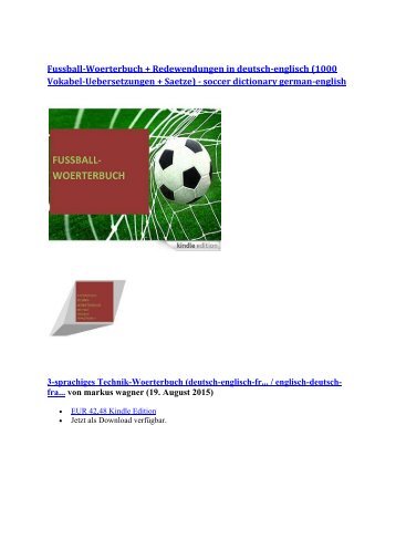 Neuerscheinungen 2015: kindle ebooks (Fussball-Woerterbuch englisch franzoesisch Technik Begriffe