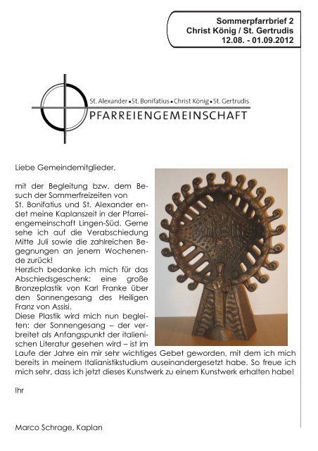 Ausgabe 2012_33.pdf - Pfarreiengemeinschaft Lingen-Süd