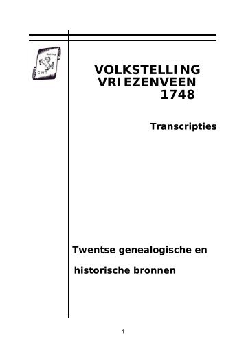 VOLKSTELLING VRIEZENVEEN 1748 Transcripties Twentse ...