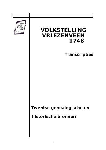 VOLKSTELLING VRIEZENVEEN 1748 Transcripties Twentse ...