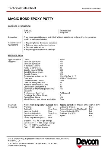 MAGIC BOND EPOXY PUTTY - ITW Devcon
