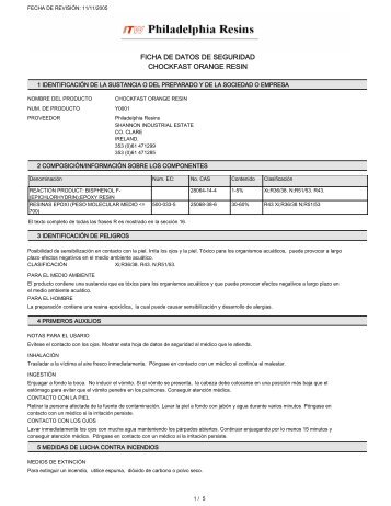 FICHA DE DATOS DE SEGURIDAD CHOCKFAST ORANGE RESIN